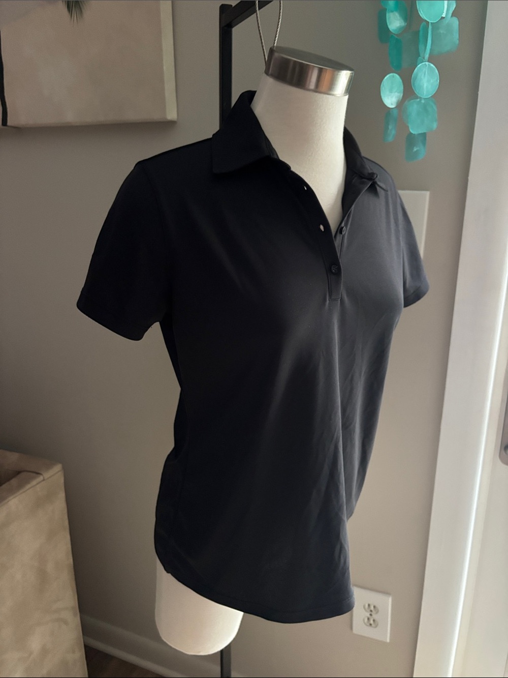 Lady Hagen Black Short-Sleeve Button-Down Polo